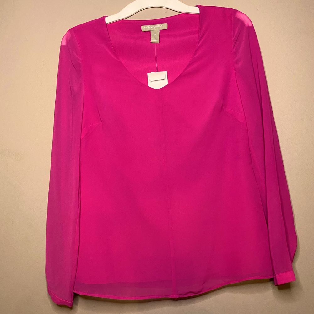 ❌SOLD❌Banana Republic Sheer Long Sleeve Pink Top